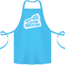 Flipping Awesome Funny Chef BBQ Fathers Day Cotton Apron 100% Organic Turquoise