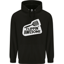 Flipping Awesome Funny Chef BBQ Fathers Day Mens 80% Cotton Hoodie Black