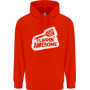 Flipping Awesome Funny Chef BBQ Fathers Day Mens 80% Cotton Hoodie Bright Red