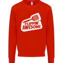 Flipping Awesome Funny Chef BBQ Fathers Day Mens Sweatshirt Jumper Bright Red