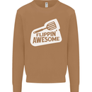 Flipping Awesome Funny Chef BBQ Fathers Day Mens Sweatshirt Jumper Caramel Latte