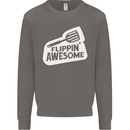 Flipping Awesome Funny Chef BBQ Fathers Day Mens Sweatshirt Jumper Charcoal