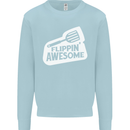Flipping Awesome Funny Chef BBQ Fathers Day Mens Sweatshirt Jumper Light Blue