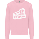 Flipping Awesome Funny Chef BBQ Fathers Day Mens Sweatshirt Jumper Light Pink