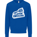 Flipping Awesome Funny Chef BBQ Fathers Day Mens Sweatshirt Jumper Royal Blue