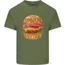 Food Your Opinion Funny Chef BBQ Cook Mens Cotton T-Shirt Tee Top Military Green