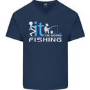 Fook It I'm Going Fishing Funny Fisherman Mens V-Neck Cotton T-Shirt Navy Blue