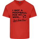 Football for My Wife Best Swap Ever Funny Mens V-Neck Cotton T-Shirt Red