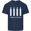 Four Candles Fork Handles Funny Two Ronnies Mens Cotton T-Shirt Tee Top Navy Blue