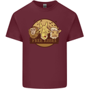 Free Kisses Animals Cow Monkey Giraffe Mens Cotton T-Shirt Tee Top Maroon
