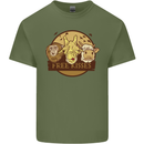 Free Kisses Animals Cow Monkey Giraffe Mens Cotton T-Shirt Tee Top Military Green