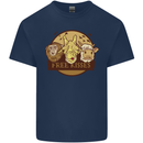 Free Kisses Animals Cow Monkey Giraffe Mens Cotton T-Shirt Tee Top Navy Blue