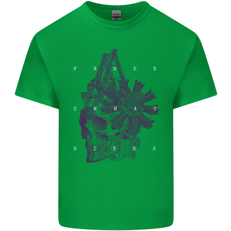 Freedom Machines Skull Mens Cotton T-Shirt Tee Top Irish Green