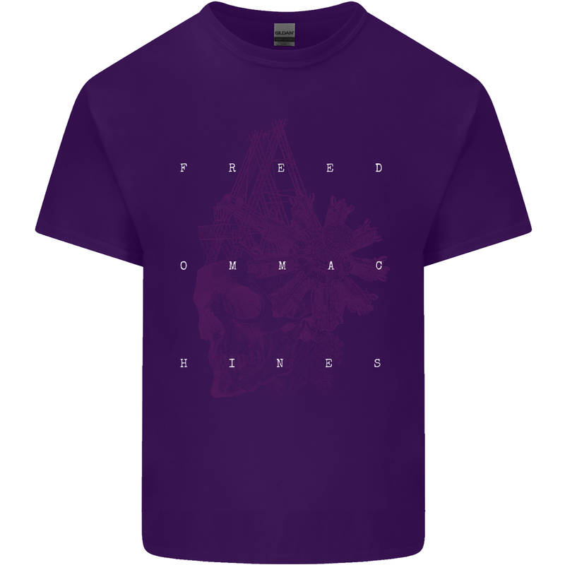 Freedom Machines Skull Mens Cotton T-Shirt Tee Top Purple
