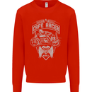 Freedom Wheels Cafe Racer Biker Motorcycle Mens Sweatshirt Jumper Bright Red