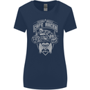 Freedom Wheels Cafe Racer Biker Motorcycle Womens Wider Cut T-Shirt Navy Blue