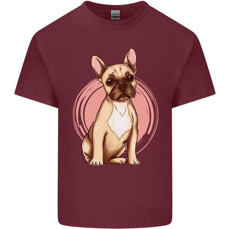 French Bulldog Mens Cotton T-Shirt Tee Top Maroon