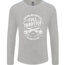 Full Throttle Motorcycle Biker Motorbike Mens Long Sleeve T-Shirt Sports Grey