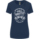 Full Throttle Motorcycle Biker Motorbike Womens Wider Cut T-Shirt Navy Blue
