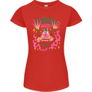 Fungi Magic Mushrooms Trippy LSD Womens Petite Cut T-Shirt Red