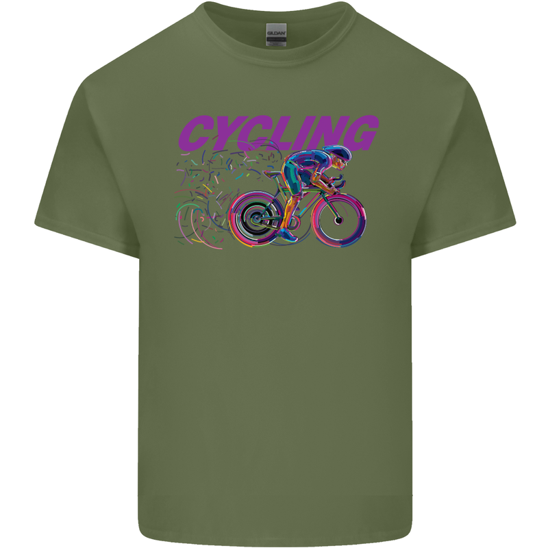 Funky Cycling Cyclist Bicycle Bike Cycle Mens Cotton T-Shirt Tee Top Military Green
