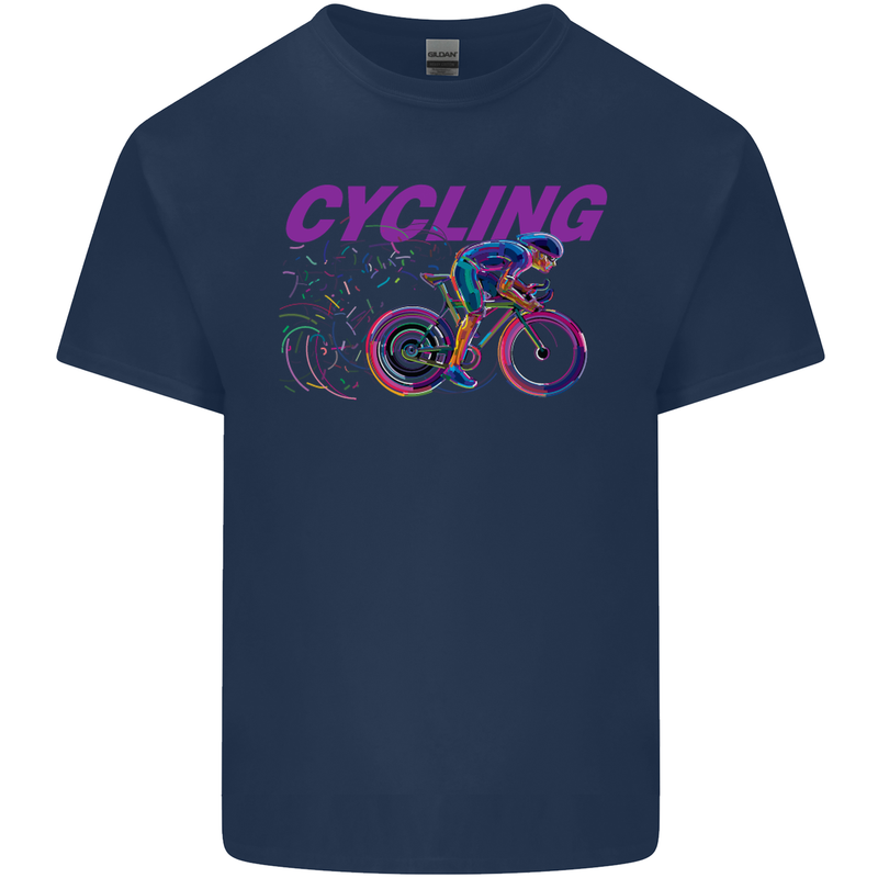 Funky Cycling Cyclist Bicycle Bike Cycle Mens Cotton T-Shirt Tee Top Navy Blue
