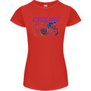 Funky Cycling Cyclist Bicycle Bike Cycle Womens Petite Cut T-Shirt Red