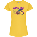Funky Cycling Cyclist Bicycle Bike Cycle Womens Petite Cut T-Shirt Yellow