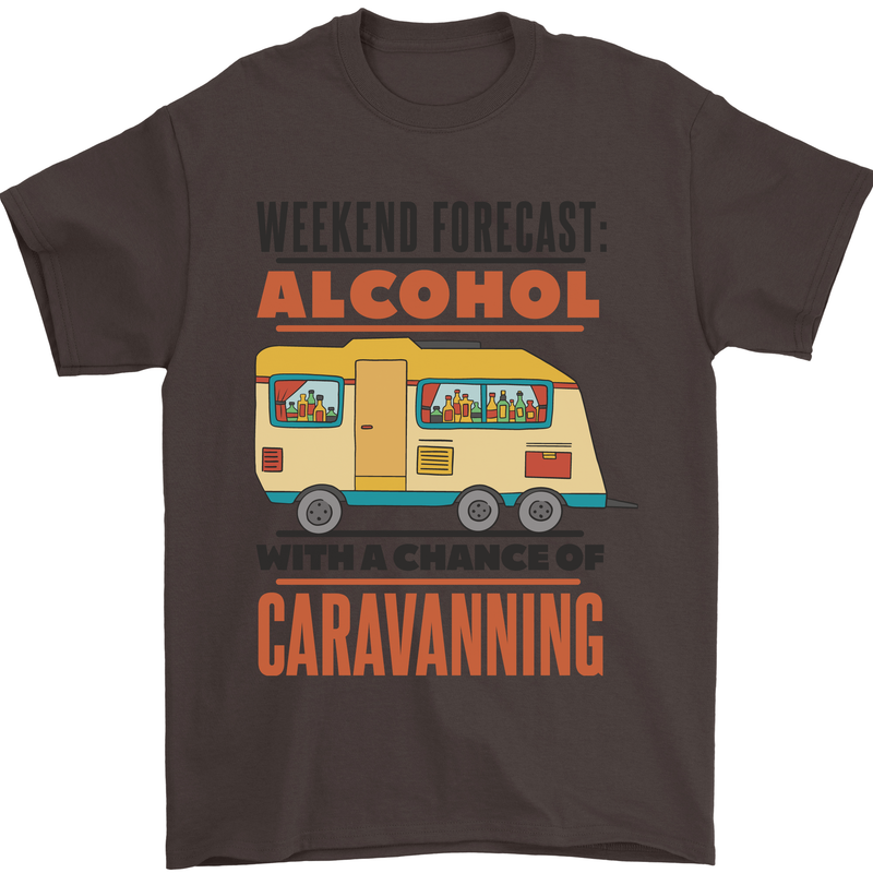 Funny Alcohol Caravanning Caravan Beer Mens T-Shirt Cotton Gildan Dark Chocolate