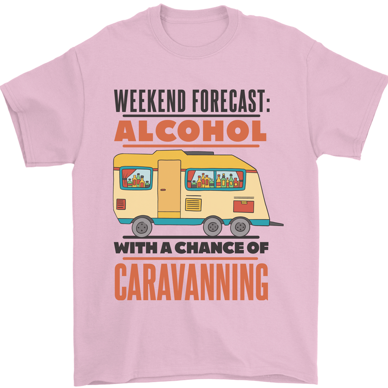 Funny Alcohol Caravanning Caravan Beer Mens T-Shirt Cotton Gildan Light Pink