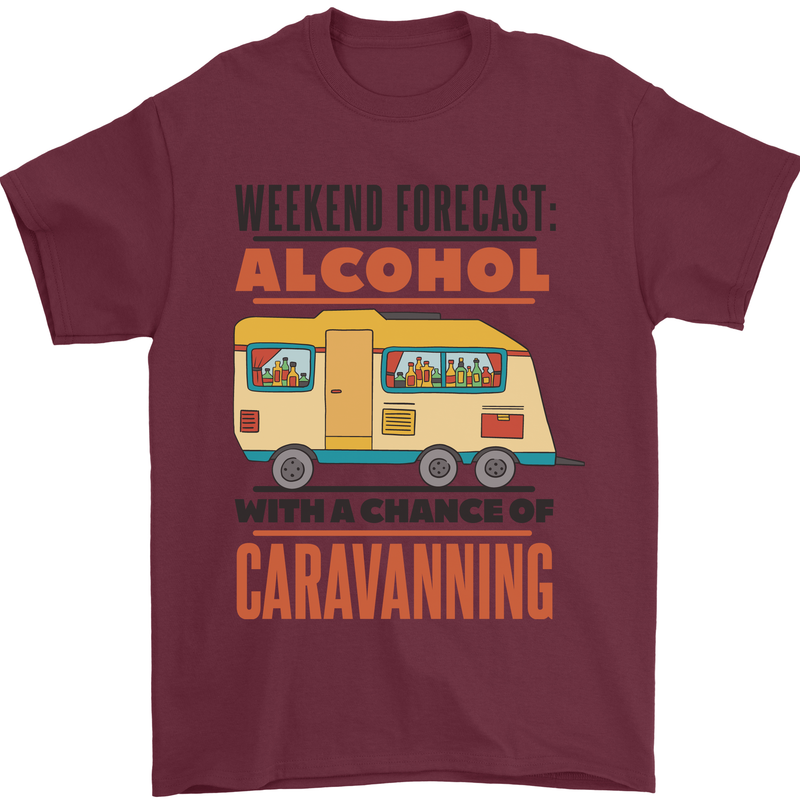 Funny Alcohol Caravanning Caravan Beer Mens T-Shirt Cotton Gildan Maroon