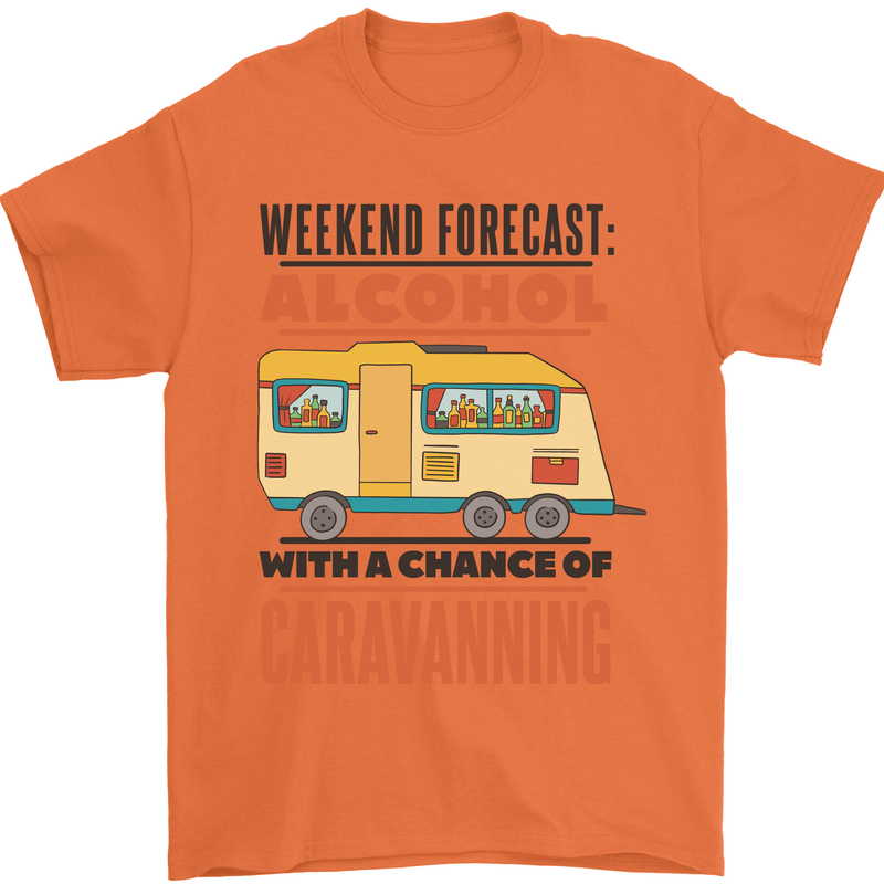 Funny Alcohol Caravanning Caravan Beer Mens T-Shirt Cotton Gildan Orange