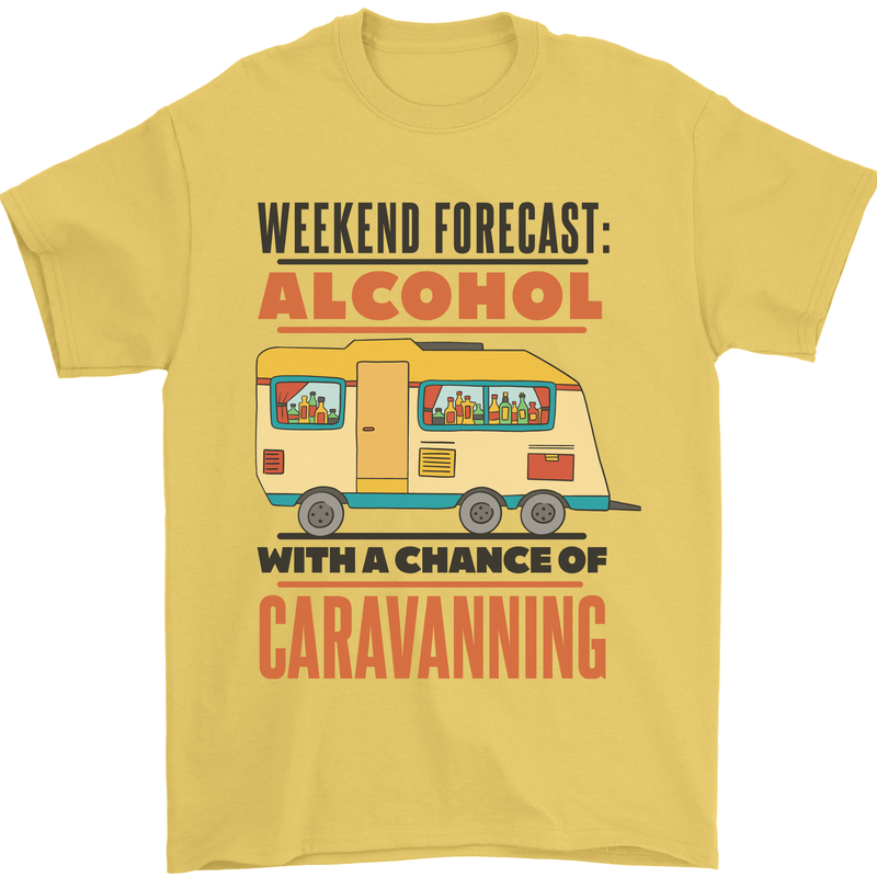 Funny Alcohol Caravanning Caravan Beer Mens T-Shirt Cotton Gildan Yellow