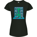 Funny Alien Drug Dealer Weed Womens Petite Cut T-Shirt Black