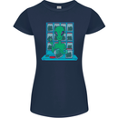 Funny Alien Drug Dealer Weed Womens Petite Cut T-Shirt Navy Blue