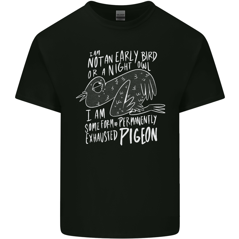 Funny Always Tired Fatigued Exhausted Pigeon Mens Cotton T-Shirt Tee Top Black