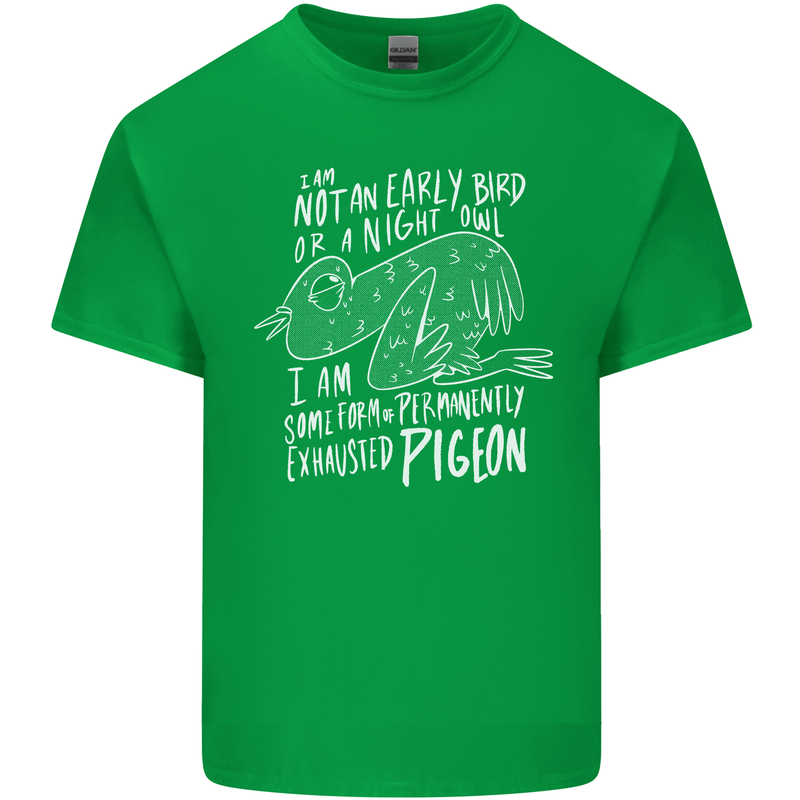 Funny Always Tired Fatigued Exhausted Pigeon Mens Cotton T-Shirt Tee Top Irish Green