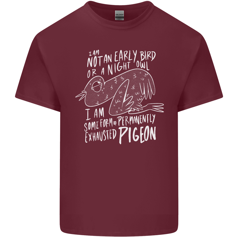 Funny Always Tired Fatigued Exhausted Pigeon Mens Cotton T-Shirt Tee Top Maroon