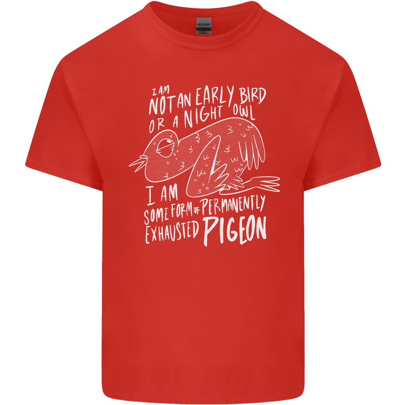 Funny Always Tired Fatigued Exhausted Pigeon Mens Cotton T-Shirt Tee Top Red
