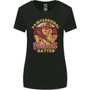 Funny Baseball Cat Furball Batter Womens Wider Cut T-Shirt Black