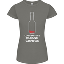 Funny Beer Alcohol Please Charge Womens Petite Cut T-Shirt Charcoal