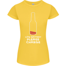 Funny Beer Alcohol Please Charge Womens Petite Cut T-Shirt Yellow
