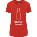 Funny Beer Alcohol Please Charge Womens Wider Cut T-Shirt Red