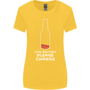 Funny Beer Alcohol Please Charge Womens Wider Cut T-Shirt Yellow