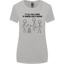 Funny Camping Sausage Womens Wider Cut T-Shirt Sports Grey