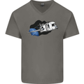 Funny Caravan Space Shuttle Caravanning Mens V-Neck Cotton T-Shirt Charcoal
