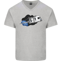 Funny Caravan Space Shuttle Caravanning Mens V-Neck Cotton T-Shirt Sports Grey