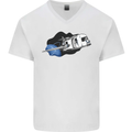 Funny Caravan Space Shuttle Caravanning Mens V-Neck Cotton T-Shirt White