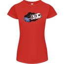 Funny Caravan Space Shuttle Caravanning Womens Petite Cut T-Shirt Red