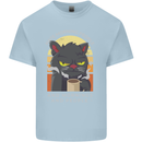 Funny Cat I Hate Morning People Coffee Mens Cotton T-Shirt Tee Top Light Blue
